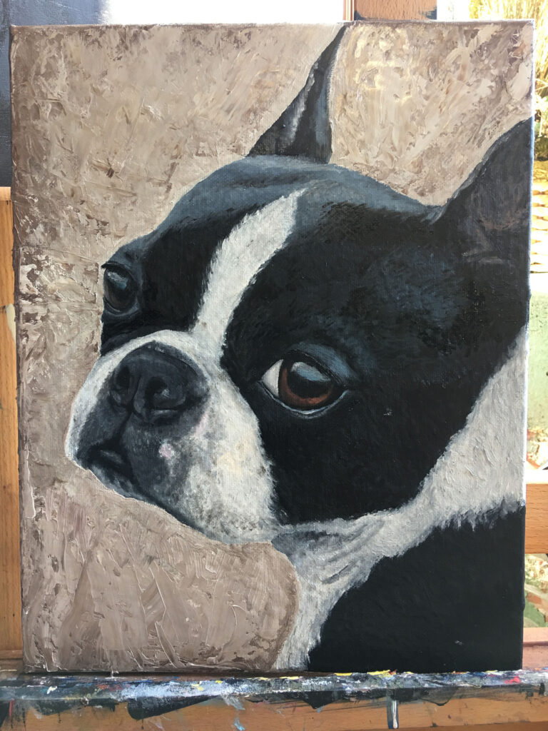 finished dog portrait of rebel